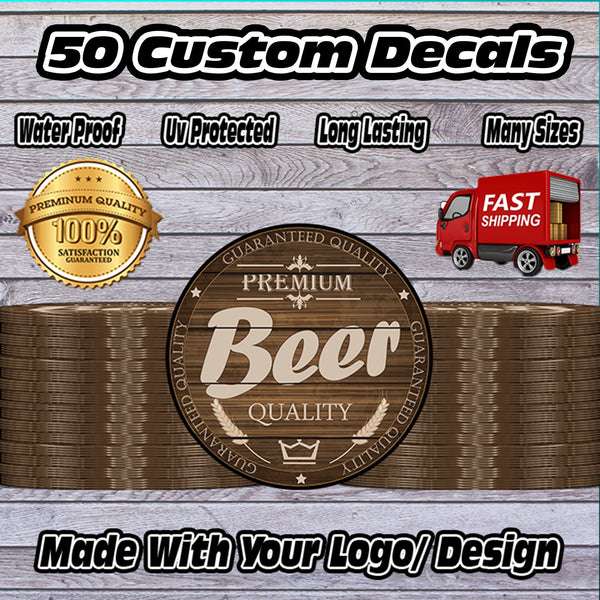 50 Custom Printed Vinyl Decals Concerts, Festivals, Buisness, Parties, Advertising, Products