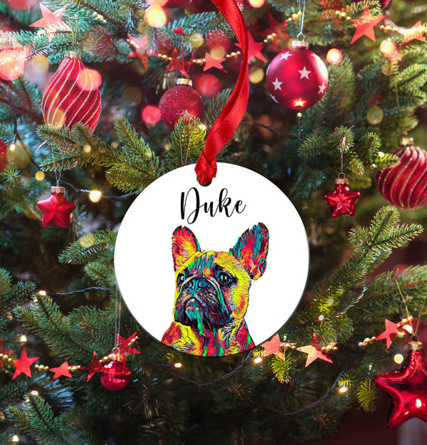 Personalized French Bulldog Christmas Tree Ornament Frenchie