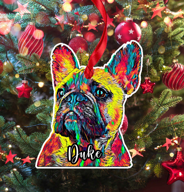 Personalized French Bulldog Christmas Tree Ornament Frenchie Dog