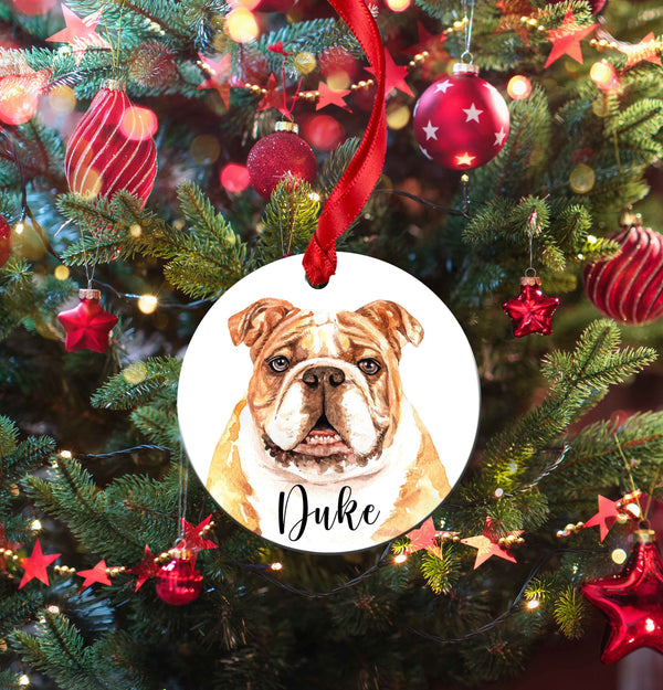 Personalized English Bulldog Christmas Tree Ornament