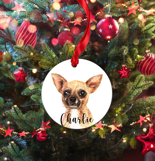 Personalized Chihuaha Dog Christmas Tree Ornament