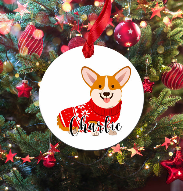 Custom Personalized Welsh Corgi Ornament Dog Christmas Tree Ornament