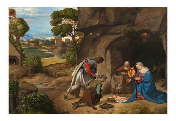 Christian Adoration Of Baby Jesus Fine Art Print Poster | Christian Wall Art | Jesus Christ | Catholic Wall Art | Home Wall Decor | Manger