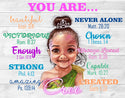Black, BI-racial Girl You Are Beautiful Horizontal Poster| Girl wall art| Toddler girl room decor| Girl's room decor| Black Pride