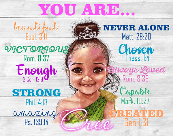 Black, BI-racial Girl You Are Beautiful Horizontal Poster| Girl wall art| Toddler girl room decor| Girl's room decor| Black Pride