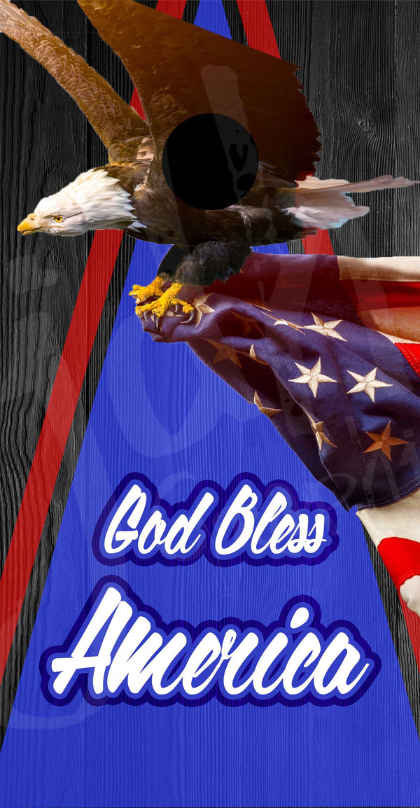 God Bless America Bald Eagle Flag Cornhole Board Wrap Sticker Decal  USA Patriotic Camping Veteran