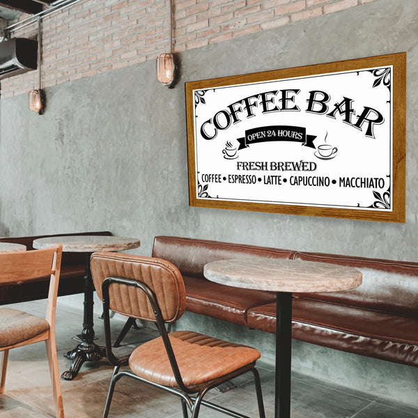 Coffee Bar Sign | Coffee Bar Decor | Kitchen Sign | Coffee Sign |  Kitchen Wall Decor | Framed Personalized Art | Real Wood Not Canvas