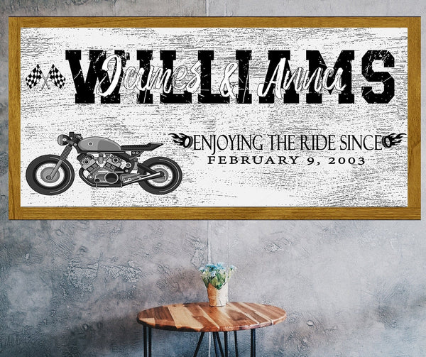 Personalized Motorcycle Wood sign  Family Name Sign | Motorcycle Wall Sign | Boyfriend Valentines Day Gift | Motorcycle Personalized Sign