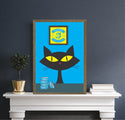 Mid Century Modern Art Print Wood Sign | Cat Gifts | Cat Lovers Art | Cat Wall Decor | Cat Mom | 1970s Art | Black Cat | Cat Kitchen Decor