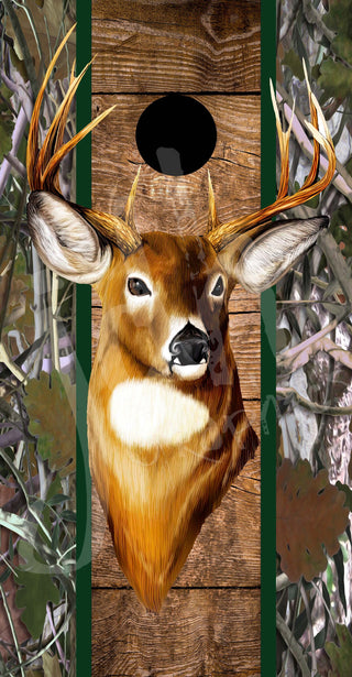 White Tail Deer Vinyl Cornhole Board Wrap American Flag Baggo Bag Toss Skin Sticker Antler Trophy Hunting Buck