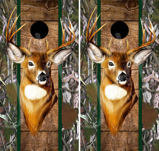 White Tail Deer Vinyl Cornhole Board Wrap American Flag Baggo Bag Toss Skin Sticker Antler Trophy Hunting Buck
