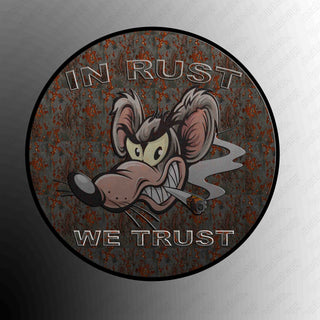 In Rust We Trust Rat Vintage Style Vinyl Decal Sticker Hot Rod Rat Rod Motorcycle Fink Helmet Hard Hat Toolbox