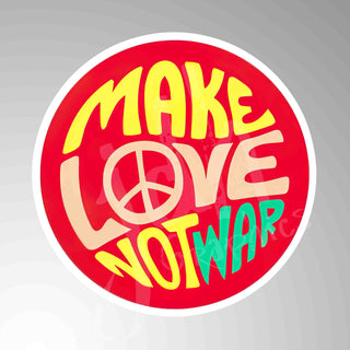 Make Love Not War Vintage Style Vinyl Decal Sticker Hot Rod Rat Rod Motorcycle Fink Helmet Hard Hat Toolbox Hippy