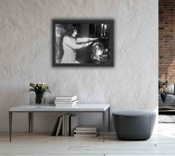 Fortune Teller Crystal Ball Vintage Photograph Art Print Wall Decor Wiccan Magic Gift Psychic Gypsy Poster Print Black And White Photo 019