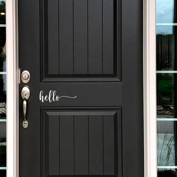Hello Wall Decal Farmhouse Decor Wall Decal Vinyl Door Lettering Country Cottage Front Door Decal 001