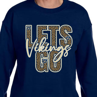 Niles Vikings LETS GO! Cheetah Crewneck