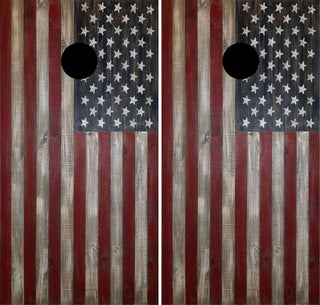 Rustic  American Flag Cornhole Wrap Decal Skin