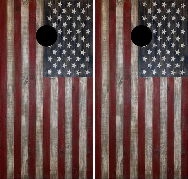 Rustic  American Flag Cornhole Wrap Decal Skin