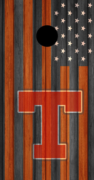 Tennesee Rustic Grey  American Flag Cornhole Wrap Decal Skin Corn Hole