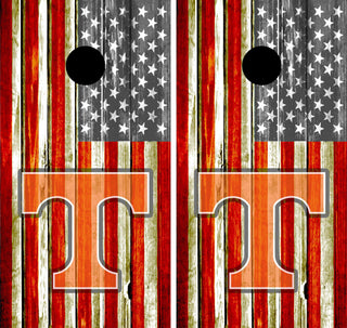 Tennesee Rustic  American Flag Cornhole Wrap Decal Skin Corn Hole